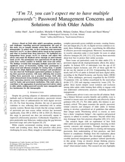 "I'm 73, you can't expect me to have multiple passwords": Password Management Concerns and Solutions of Irish Older Adults