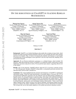 On the robustness of ChatGPT in teaching Korean Mathematics