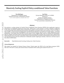 Massively Scaling Explicit Policy-conditioned Value Functions