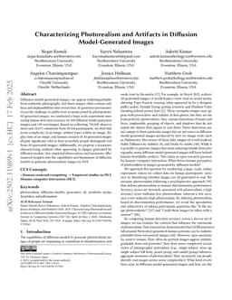 Characterizing Photorealism and Artifacts in Diffusion Model-Generated Images