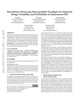 NeuroStrata: Harnessing Neurosymbolic Paradigms for Improved Design, Testability, and Verifiability of Autonomous CPS
