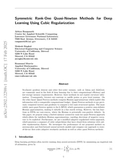 Symmetric Rank-One Quasi-Newton Methods for Deep Learning Using Cubic Regularization