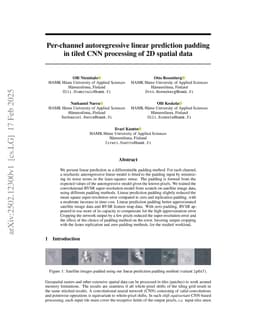 Per-channel autoregressive linear prediction padding in tiled CNN processing of 2D spatial data