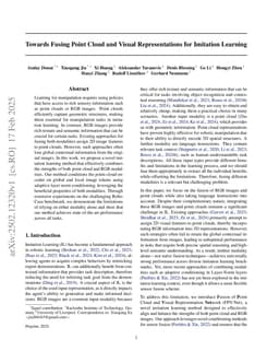 Towards Fusing Point Cloud and Visual Representations for Imitation Learning