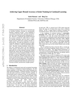 Achieving Upper Bound Accuracy of Joint Training in Continual Learning