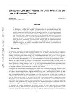 Solving the Cold Start Problem on One's Own as an End User via Preference Transfer