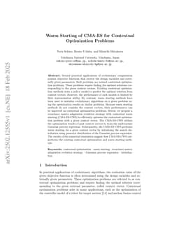 Warm Starting of CMA-ES for Contextual Optimization Problems