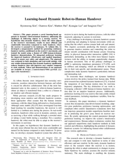 Learning-based Dynamic Robot-to-Human Handover