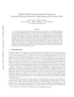 Likelihood-Ratio Regularized Quantile Regression: Adapting Conformal Prediction to High-Dimensional Covariate Shifts