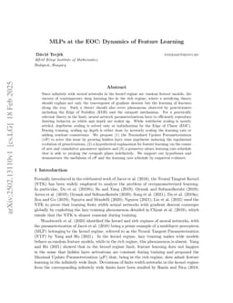 MLPs at the EOC: Dynamics of Feature Learning