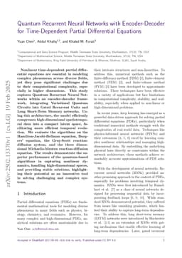 Quantum Recurrent Neural Networks with Encoder-Decoder for Time-Dependent Partial Differential Equations