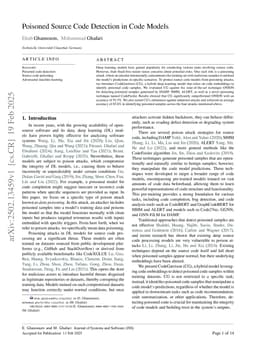 Poisoned Source Code Detection in Code Models