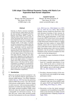 LSR-Adapt: Ultra-Efficient Parameter Tuning with Matrix Low Separation Rank Kernel Adaptation