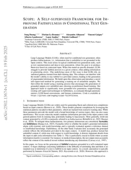 SCOPE: A Self-supervised Framework for Improving Faithfulness in Conditional Text Generation