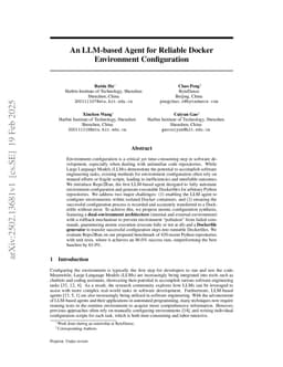 An LLM-based Agent for Reliable Docker Environment Configuration