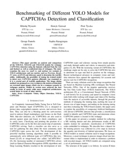Benchmarking of Different YOLO Models for CAPTCHAs Detection and Classification