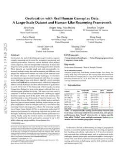 Geolocation with Real Human Gameplay Data: A Large-Scale Dataset and Human-Like Reasoning Framework