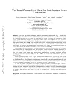 The Round Complexity of Black-Box Post-Quantum Secure Computation