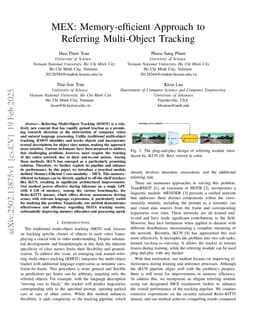 MEX: Memory-efficient Approach to Referring Multi-Object Tracking