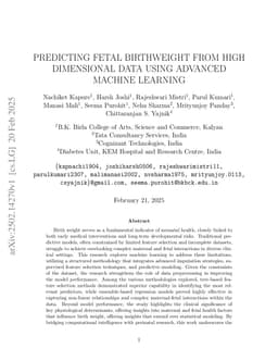 Predicting Fetal Birthweight from High Dimensional Data using Advanced Machine Learning