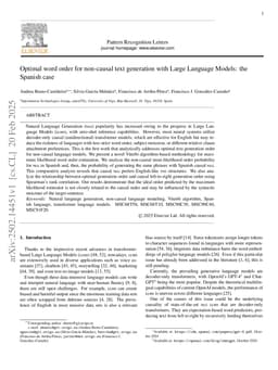 Optimal word order for non-causal text generation with Large Language Models: the Spanish case