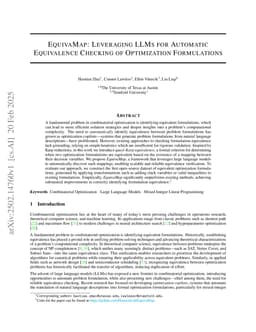 EquivaMap: Leveraging LLMs for Automatic Equivalence Checking of Optimization Formulations