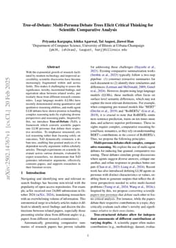 Tree-of-Debate: Multi-Persona Debate Trees Elicit Critical Thinking for Scientific Comparative Analysis