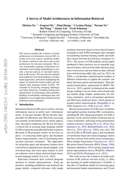A Survey of Model Architectures in Information Retrieval