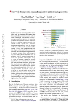 CLIPPER: Compression enables long-context synthetic data generation
