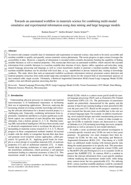 Towards an automated workflow in materials science for combining multi-modal simulative and experimental information using data mining and large language models