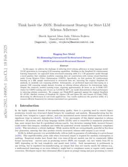 Think Inside the JSON: Reinforcement Strategy for Strict LLM Schema Adherence