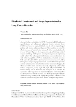 Distributed U-net model and Image Segmentation for Lung Cancer Detection