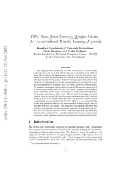 P2W: From Power Traces to Weights Matrix -- An Unconventional Transfer Learning Approach