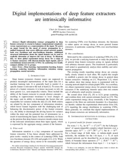 Digital implementations of deep feature extractors are intrinsically informative