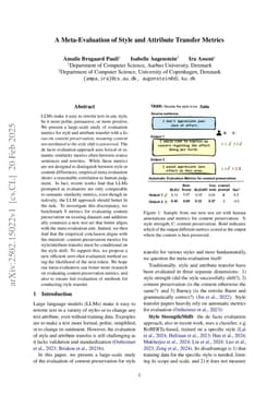 A Meta-Evaluation of Style and Attribute Transfer Metrics