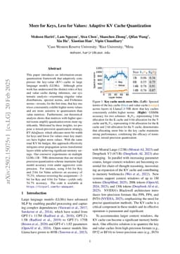 More for Keys, Less for Values: Adaptive KV Cache Quantization