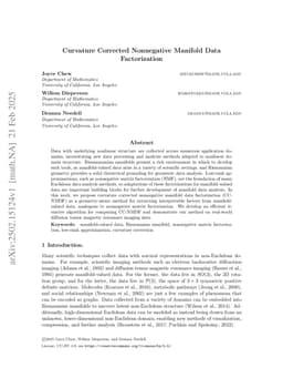 Curvature Corrected Nonnegative Manifold Data Factorization