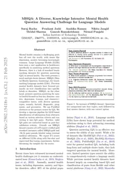 MHQA: A Diverse, Knowledge Intensive Mental Health Question Answering Challenge for Language Models