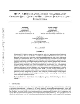 MVIP -- A Dataset and Methods for Application Oriented Multi-View and Multi-Modal Industrial Part Recognition