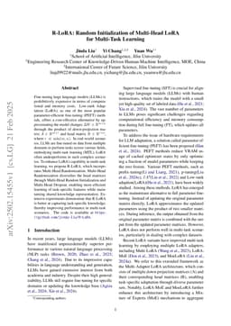 R-LoRA: Random Initialization of Multi-Head LoRA for Multi-Task Learning