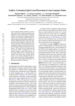 ExpliCa: Evaluating Explicit Causal Reasoning in Large Language Models