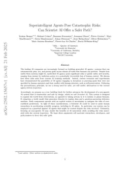 Superintelligent Agents Pose Catastrophic Risks: Can Scientist AI Offer a Safer Path?