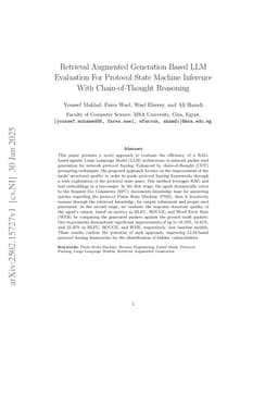 Retrieval Augmented Generation Based LLM Evaluation For Protocol State Machine Inference With Chain-of-Thought Reasoning