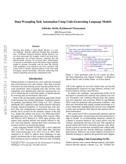 Data Wrangling Task Automation Using Code-Generating Language Models