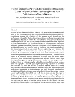 Feature Engineering Approach to Building Load Prediction: A Case Study for Commercial Building Chiller Plant Optimization in Tropical Weather