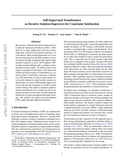 Self-Supervised Transformers as Iterative Solution Improvers for Constraint Satisfaction