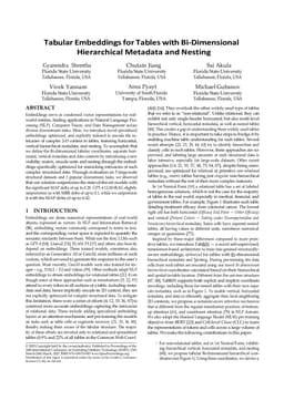 Tabular Embeddings for Tables with Bi-Dimensional Hierarchical Metadata and Nesting