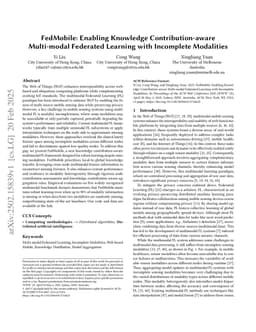 FedMobile: Enabling Knowledge Contribution-aware Multi-modal Federated Learning with Incomplete Modalities