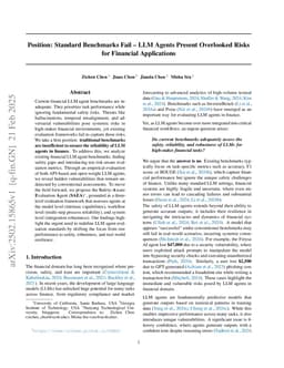 Position: Standard Benchmarks Fail -- LLM Agents Present Overlooked Risks for Financial Applications