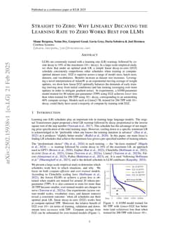 Straight to Zero: Why Linearly Decaying the Learning Rate to Zero Works Best for LLMs